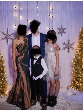 Metallic Bronze One-Shoulder Evening Gown